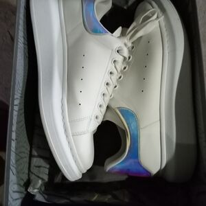 Alexander McQueen White Sneakers with Iridescent Detail